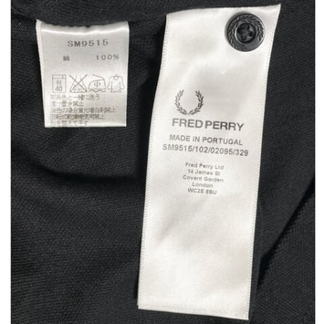 FRED PERRY × RAF SIMONS Wネーム半袖鹿の子ポロシャツ ブラック 36サイズ