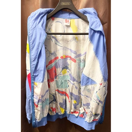MADE IN DENMARK製 ibo design Tactel生地ナイロンフルジップジャケット ホワイト×ライトパープル 48サイズ