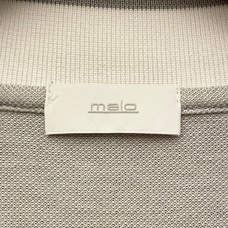 MADE IN ITALY製 malo 襟ライン鹿の子ニットポロシャツ シルバーグレー