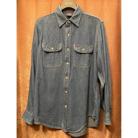 希少 MADE IN USA製 EDWIN 長袖デニムシャツ インディゴ Mサイズ