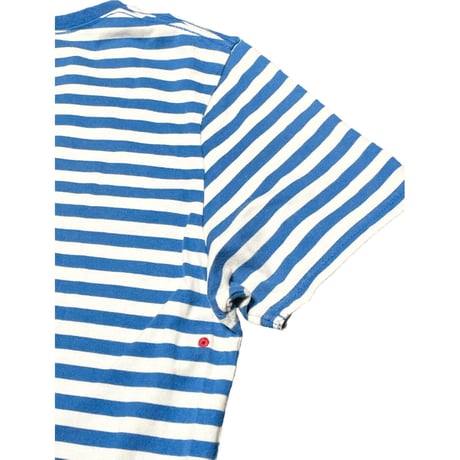 nano universe マリンボーダー柄半袖Tシャツ スカイブルー×ホワイト Mサイズ