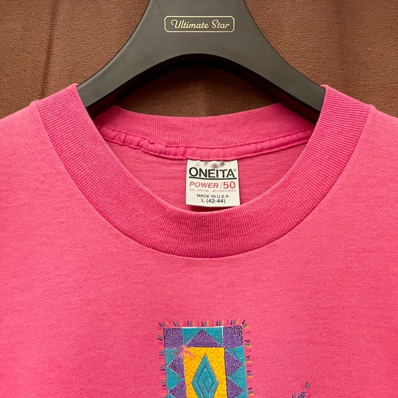 希少 MADE IN USA製 ONEITA POWER-T プリントTシャツ ピンク L