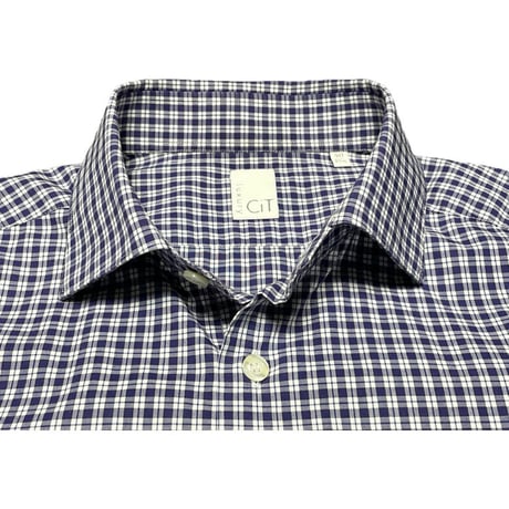 CIT LUXURY 長袖チェックシャツ ネイビー 40-15 3/4サイズ