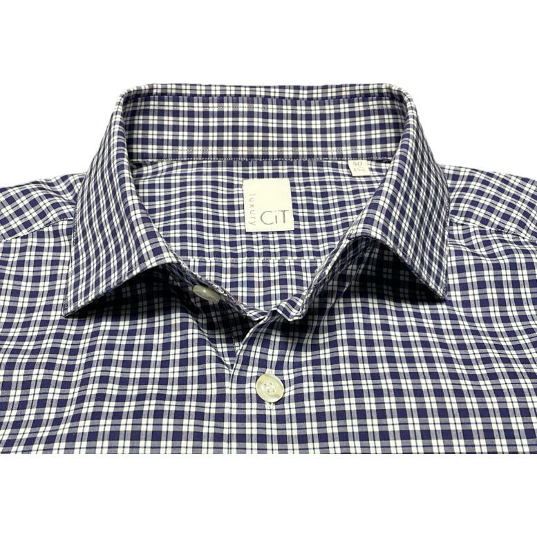 CIT LUXURY 長袖チェックシャツ ネイビー 40-15 3/4サイズ | Ultima