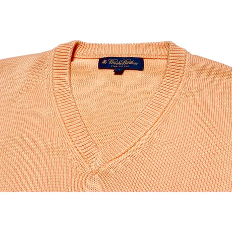 BROOKS BROTHERS ピマコットンＶネックセーター オレンジ Ｓサイズ