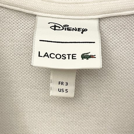 LACOSTE × DISNEY MICKEY MOUSE 刺繍入り半袖鹿の子ポロシャツ ホワイト 3/Sサイズ