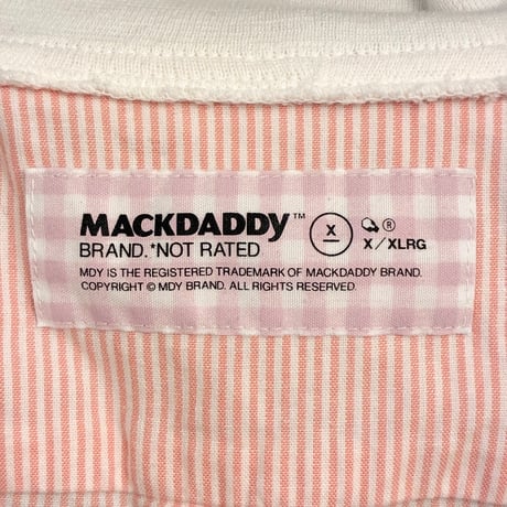 MADE IN JAPAN製 MACKDADDY グラデーション ヒッコリーストライプ柄 長袖オックスフォードシャツ ピンク×ホワイト XLサイズ