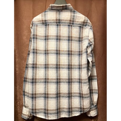 MADE IN USA製 SAVE KHAKI UNITED 長袖チェック柄コットンリネンシャツ マルチカラー Sサイズ