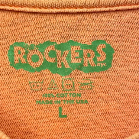 MADE IN USA製 ROCKERS NYC プリントTシャツ オレンジ Lサイズ