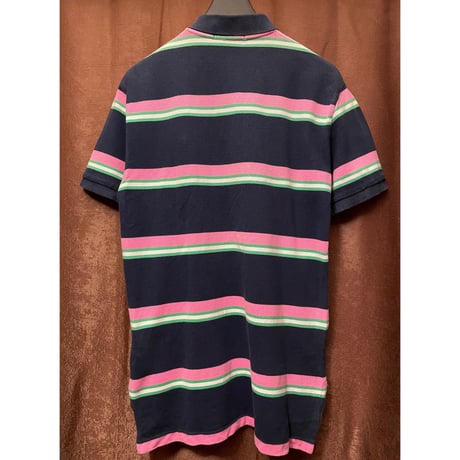 Polo by Ralph Lauren ボーダー柄半袖鹿の子ポロシャツ ネイビー Sサイズ