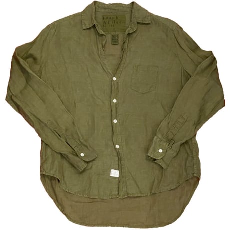 【サザビーリーグ取り扱い】MADE IN USA製 Frank & Eileen 長袖リネンシャツ カーキ XSサイズ