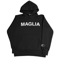 ★新品★ MADE IN ITALY製 MAGLIA 2025年AWモデル S-2814BW 「MAGLIA」 プリント入り 裏起毛 スムースプルオーバーパーカー ブラック M～XLサイズ