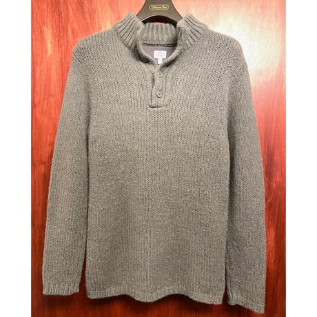 MADE IN ITALY製 90s SIMINT S.P.A製 ARMANI JEANS ヘンリーネックアルパカウールセーター グレー Sサイズ