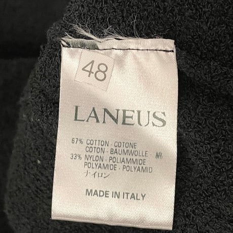MADE IN ITALY製 LANEUS プルオーバーパイルニットパーカー ブラック 48サイズ