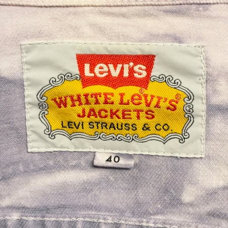 レア MADE IN HONG KONG製 90s Levi's WHITE Levi's JACKETS タイダイ染め デニムジャケット ホワイト×パープル 40サイズ