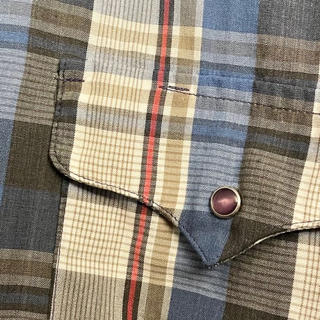 MADE IN USA製 80s～90s Panhandle Slim チェック柄長袖ウエスタンシャツ マルチカラー 15 1/2×34サイズ