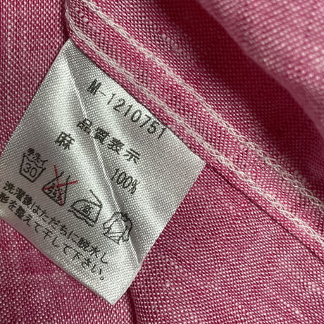 MADE IN JAPAN製 modem design FRENCH LINEN 長袖リネンシャツ ピンク 3サイズ