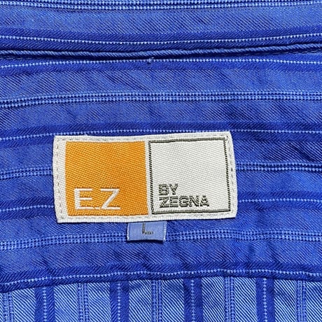 E.Z BY ZEGNA 半袖コットンレーヨンシャツ ブルー Lサイズ