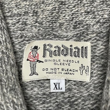 MADE IN JAPAN製 RADIALL ショールカラーウールニットカーディガン グレー XLサイズ