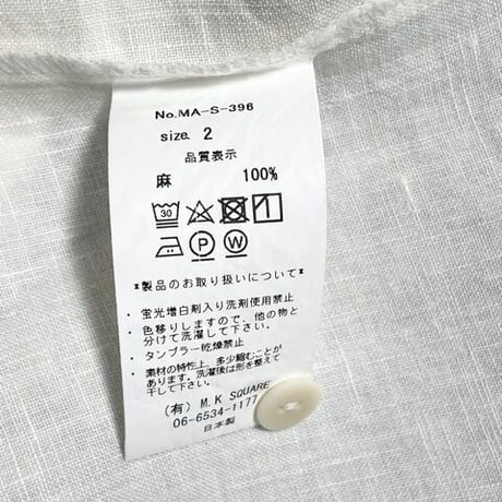 MADE IN JAPAN製 MANUAL ALPHABET 半袖リネンシャツ オフホワイト 2サイズ