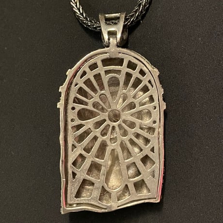 JESUS ブラックストーンペンダントヘッド付き フランクリンチェーンネックレスセット ブラック