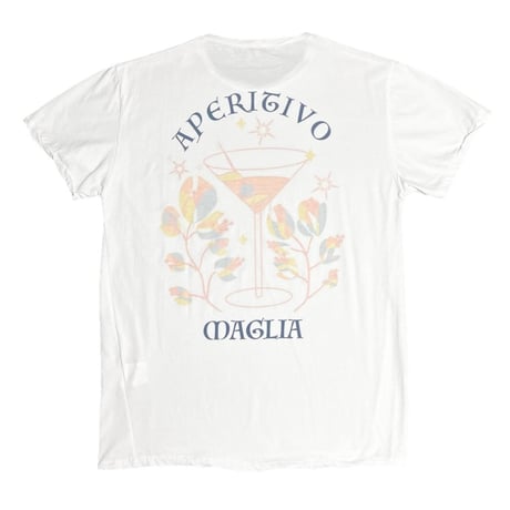 ★新品★ MADE IN ITALY製 MAGLIA 2024年SSモデル「APERITIVO」バックプリントクルーネックTシャツ ホワイト S～Lサイズ