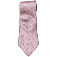 MADE IN ITALY製 TRUSSARDI 総柄プリントシルクネクタイ ピンク