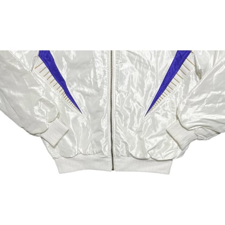 DESCENTE製 80~90s adidas フード付きフルジップナイロンジャケット ホワイト Lサイズ