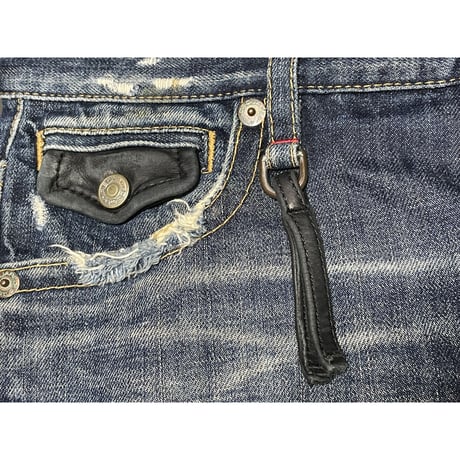 MADE IN ITALY製 DSQUARED2 ダメージ加工デニムパンツ インディゴ 46サイズ