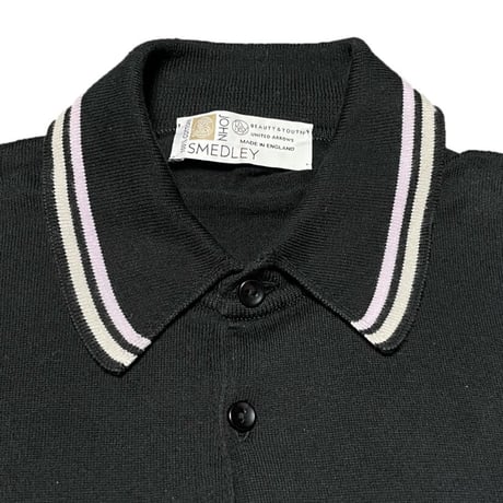 MADE IN ENGLAND製 BEAUTY&YOUTH UNITED ARROWS別注 JOHN SMEDLEY 長袖ニットポロシャツ ブラック Mサイズ