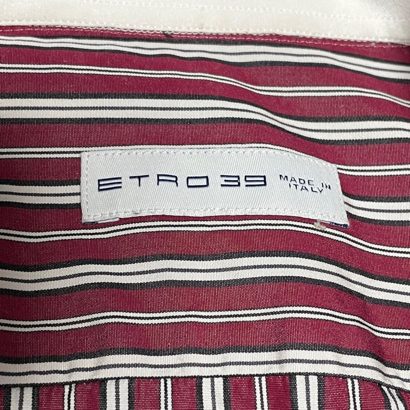 MADE IN ITALY製 ETRO クレリック長袖ストライプシャツ ワイン MADE IN ITALY製 ETRO クレリック長袖ストライプシャツ ワイン