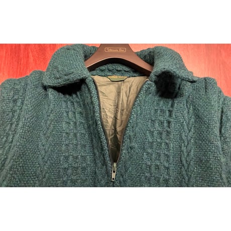 MADE IN IRELAND製 BRANIGAN WEAVERS ウールフルジップニットジャケット グリーン Mサイズ
