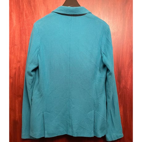 【UNITED ARROWS 取り扱い】 MADE IN ITALY製 BARK コットンニットテーラードジャケット ターコイズブルー Sサイズ