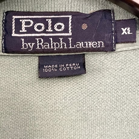 Polo by Ralph Lauren 襟ライン半袖鹿の子ポロシャツ グリーン XLサイズ