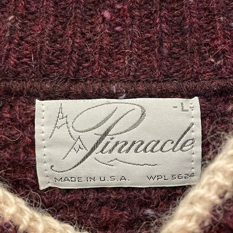 MADE IN USA製 Pinnacle ヘンリーネックミックスウールセーター ボルドー Lサイズ