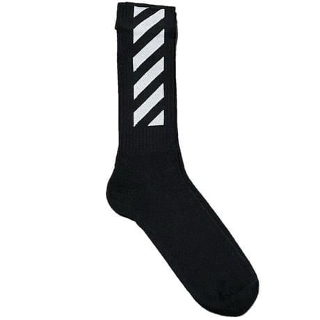 ★新品★ MADE IN ITALY製 2021-22FW OFF-WHITE ソックス DIAG MID LENGHT SOCKS BLACK WHITE OMRA001F21KNI0031001