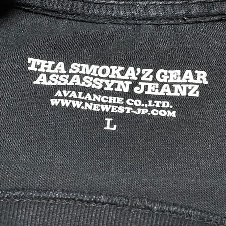 ASSASSYN JEANZ ミッキーモチーフ麻葉っぱTシャツ ブラック Lサイズ