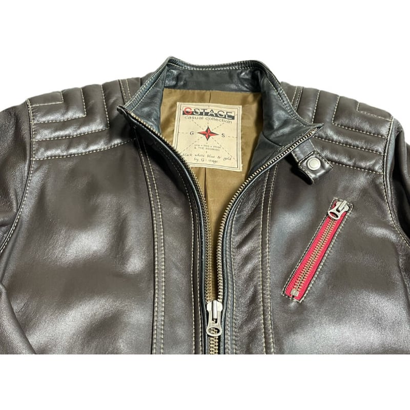 G-STAGE ラムレザーライダースジャケット ダークブラウン M G-STAGE ラムレザーライダースジャケット ダークブラウン M