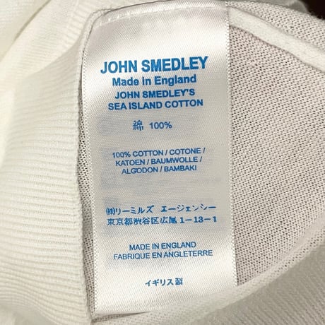 MADE IN ENGLAND製 JOHN SMEDLEY 半袖クルーネックニットシャツ ホワイト Mサイズ