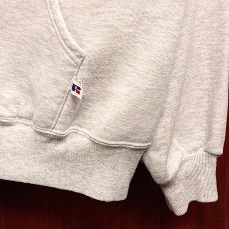 希少 MADE IN USA製 90s RUSSELL ATHLETIC × NFL PRO LINE CLEVELAND BROWNS 刺繡入り プルオーバーパーカー ライトグレー Mサイズ