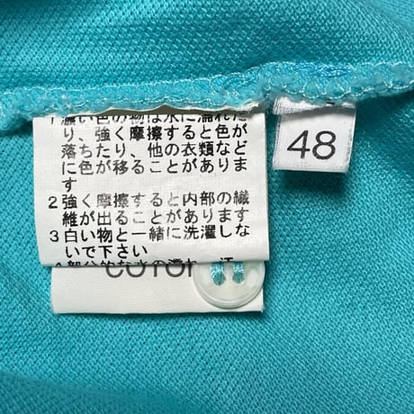 MADE IN ITALY製 PRANDI 半袖鹿の子ポロシャツ ターコイズ 48サイズ