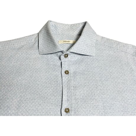 MADE IN ITALY製 PRANDI 長袖コットンシャツ サックス Sサイズ