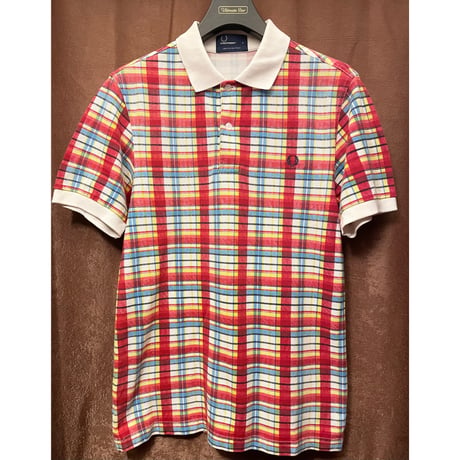 FRED PERRY チェック柄半袖鹿の子ポロシャツ マルチカラー Sサイズ