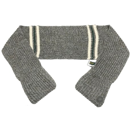 ▲訳あり商品▲ MADE IN ENGLAND製 HUNTING WORLD ブリティッシュウール帽子マフラー手袋セット グレー×グリーン