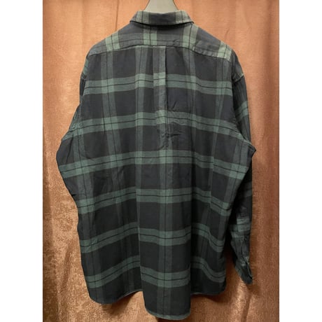 MADE IN USA製 INDIVIDUALIZED SHIRTS 長袖チェック柄フランネルシャツ グリーン×ネイビー XLサイズ