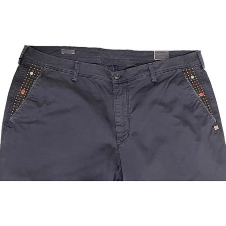 ☆タグ付き新古品☆ MADE IN BULGARIA製 MASON'S スタッズ付きウォッシュ加工ストレッチスラックス ネイビー 54サイズ