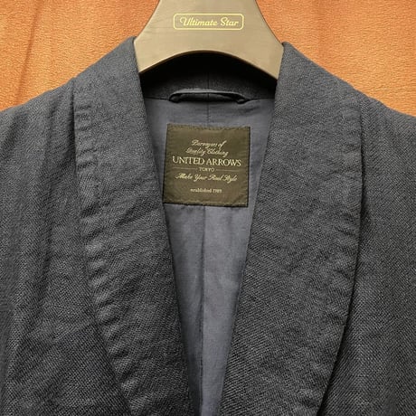 UNITED ARROWS ショールカラーリネンリネンジレベスト ネイビー Sサイズ