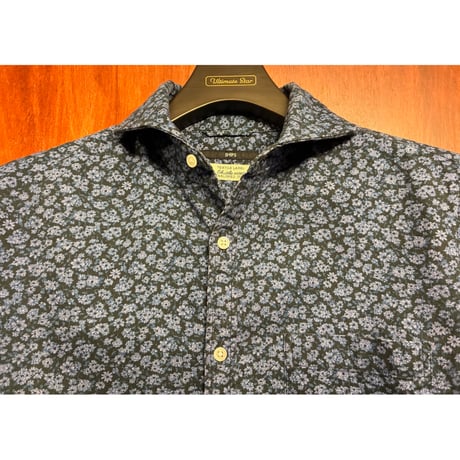 MADE IN JAPAN製 SHIPS Shuttle notes 花柄 長袖シャツ ネイビー Mサイズ