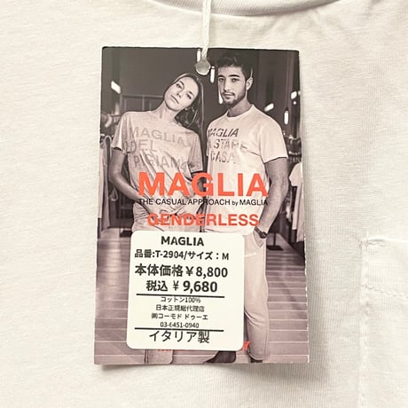 ★新品★ MADE IN ITALY製 MAGLIA 2024年SSモデル「IL SOLE」ポケット付きバックプリントクルーネックTシャツ ホワイト S～Lサイズ