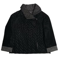 EMPORIO ARMANI ベロアキルティングジャケット ブラック×チャコールグレー 40サイズ